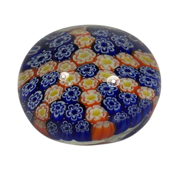 VTG Hand-crafted By Silvestri Millefiori Art Glass Paperweight FLAW 3" Diameter - Picture 6 of 9